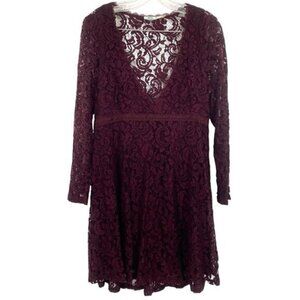 Kimchi Blue Babydoll Lace Dress Maroon Witchy Vamp Whimsigoth